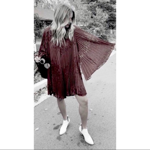 Anthropologie Toulon Pleated Mini Dress in Plum Sz S - Picture 3 of 14